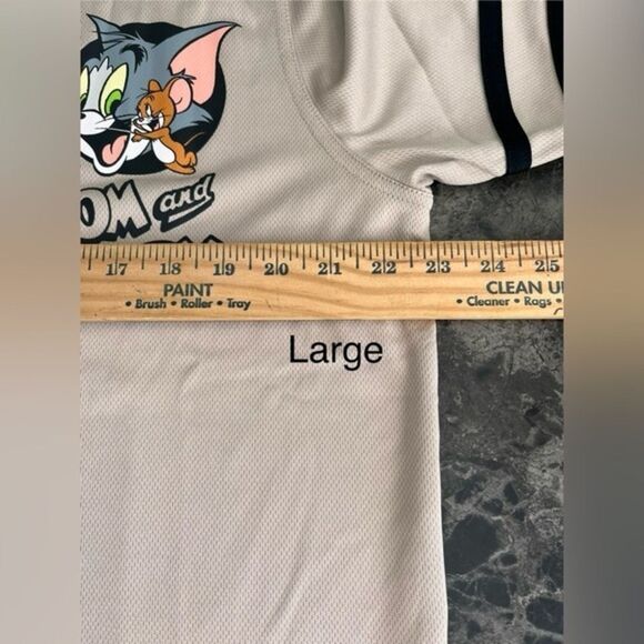 Tom & Jerry Men's‎ Front&Back Graphic Jersey Baseball Shirt NEW - Picture 8 of 11